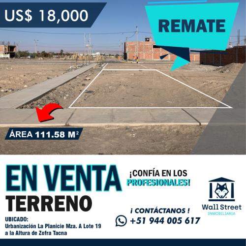 103 La Planicie, altura de Zofra Tacna.